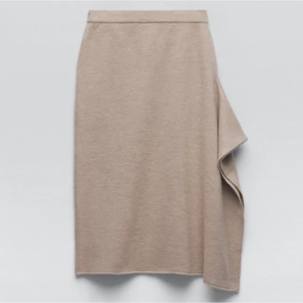 Zara 100% Wool Midi Ruffle Skirt NWT